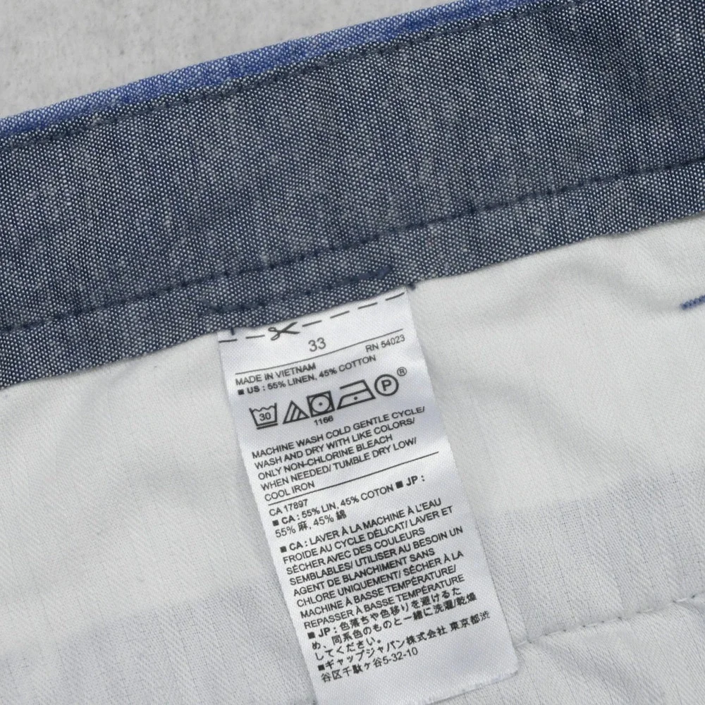 Banana Republic Aiden‎ Short Men 33 Blue Linen Blend Flat Front Casual Preppy